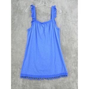 Vineyard Vines Dress Womens Size L Ruffle Tassel Trim Coastal Beach Resort Blue